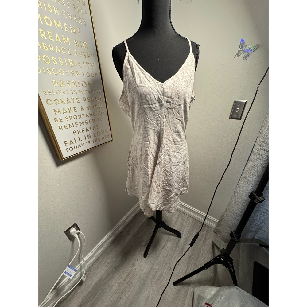 Boho Soul Womens Neutral Snakeskin Print V-Neck Mini Dress Beige Cream